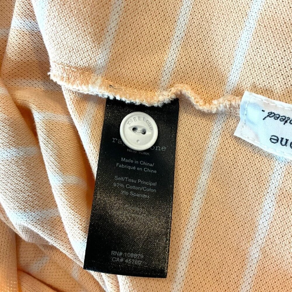 Rag & Bone Size M Polo Shirt Orange Striped Short Sleeve Collared Cotton Blend - Picture 8 of 9